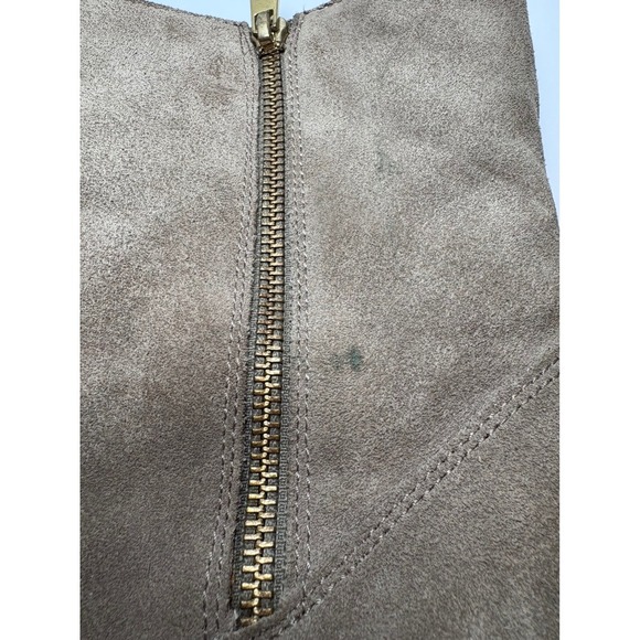 COACH Danee Suede Wedge Booties Women's Size 7.5B Taupe Brown Gold Zip Shearling - Picture 8 of 8